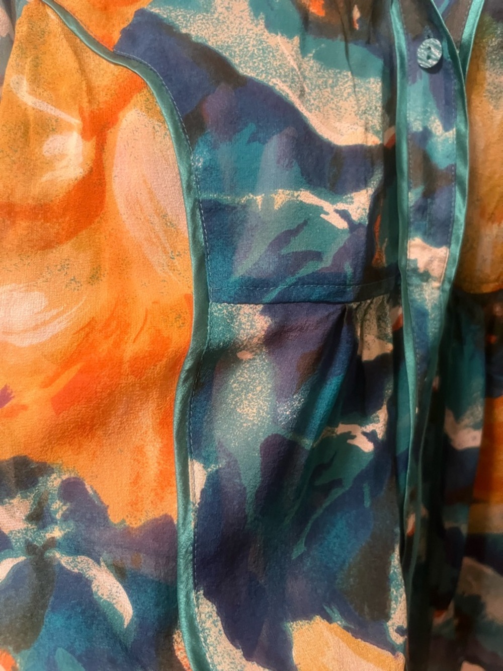 Coldwater Creek Women’s semi sheer Floral Watercolor. Princess Seam Size Large - Picture 5 of 10